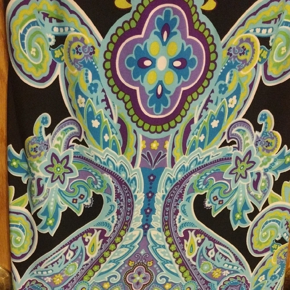 Perceptions Black and Green Paisley Midi Dress​ - Picture 3 of 4